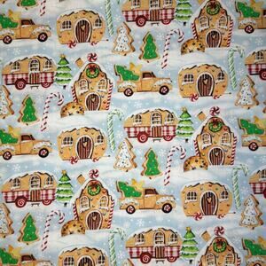 Gingerbread Trucks by Fabric Editions - 2/3 Yard - Christmas, Cookies, RVs, Tree